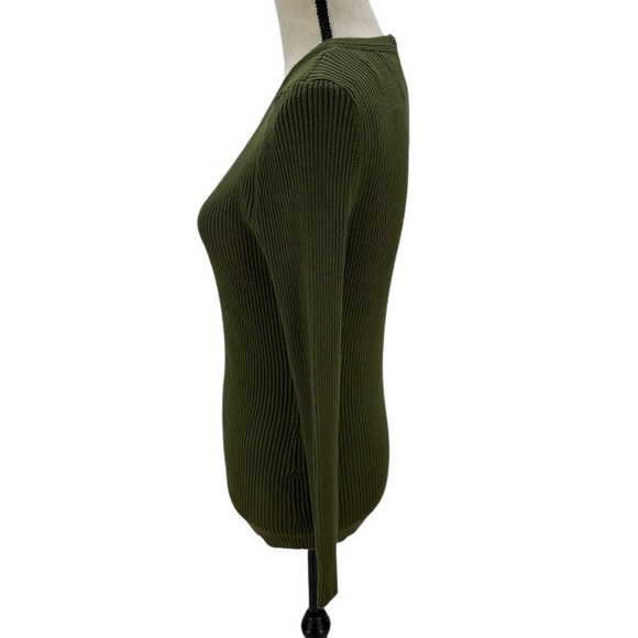 Hooked Up Long Sleeve Crew Neck Back Zip Sweater - Green - size XL - Picture 4 of 7